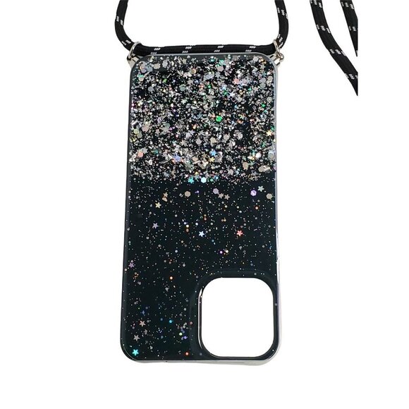 Sequin iPhone 12 Pro Max Crossbody Phone Case with Metal Accent Lanyard Apple - Picture 2 of 4